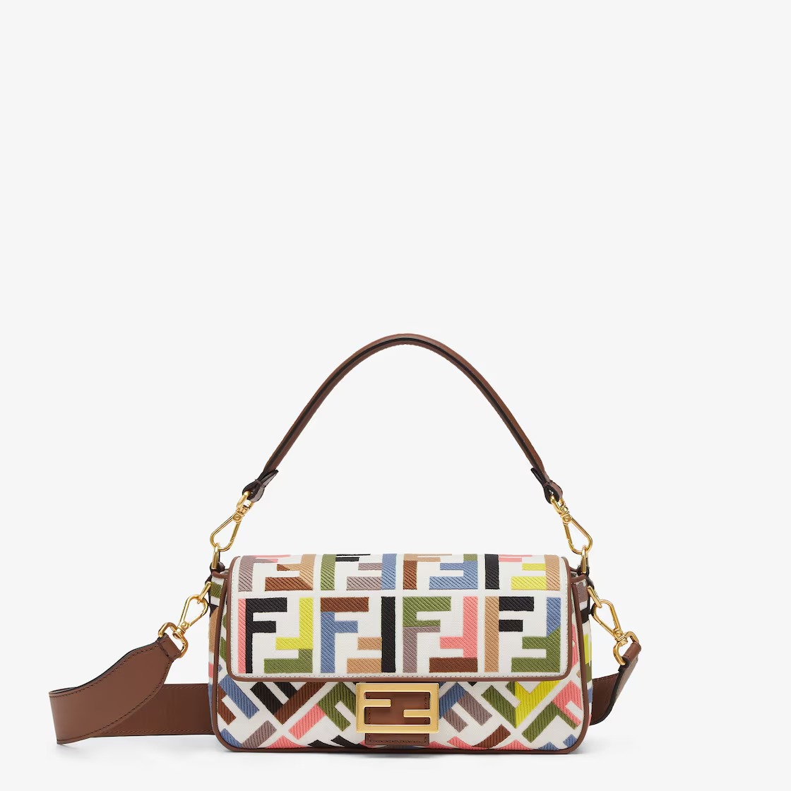 Baguette Canvas Bag With Multicolor FF Embroidery - Image 1
